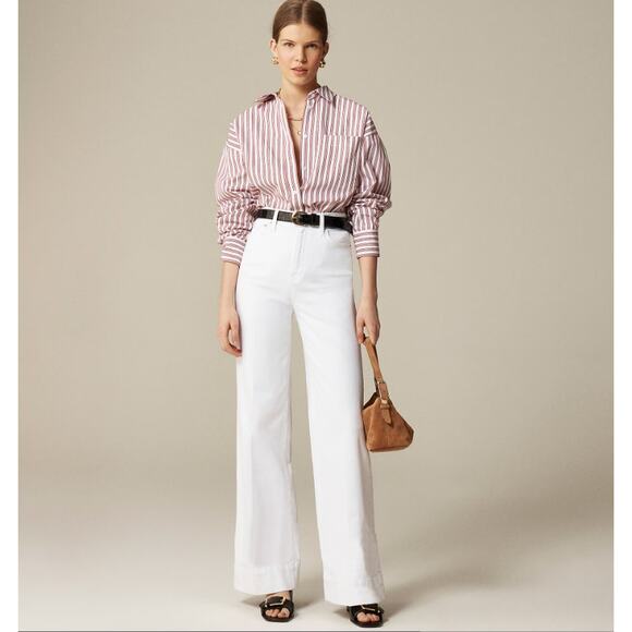 J.Crew 1996 Petite High-Rise Denim Trouser Jeans WMNS 26P White Stretch Zip Fly - Picture 1 of 8